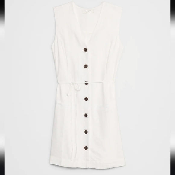 NWT Banana Republic Linen-Blend Button-Front Mini Dress - Size M - Picture 10 of 10